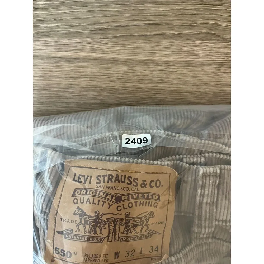 Vtg 90s Orange Tab Levi's 550 Gray Corduroy Men's 32X34 (31X33) Straight Jeans